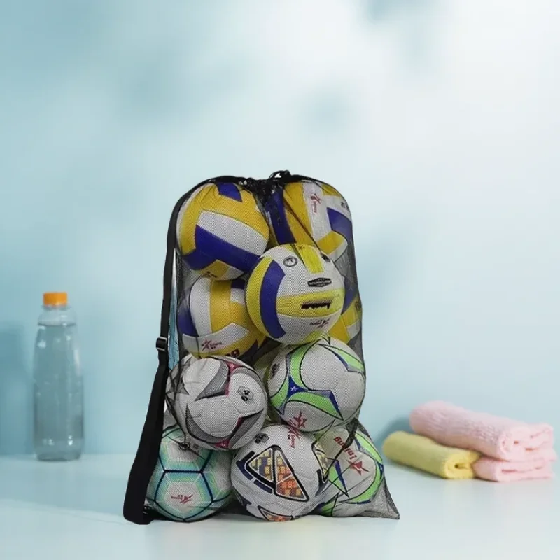 

Сумка-сетка для футбольных мячей особо большого размера с завязками, для баскетбола, волейбола, футбола, для хранения в спортзале, с карманом на молнии