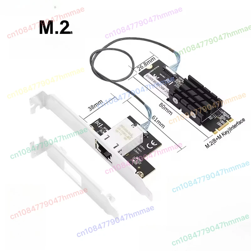 

10Gb M.2 Ethernet Card B+M Key, RJ45 Network Adapter 10G/2.5G/1G for PC Server, Multi-Gigabit LAN NIC