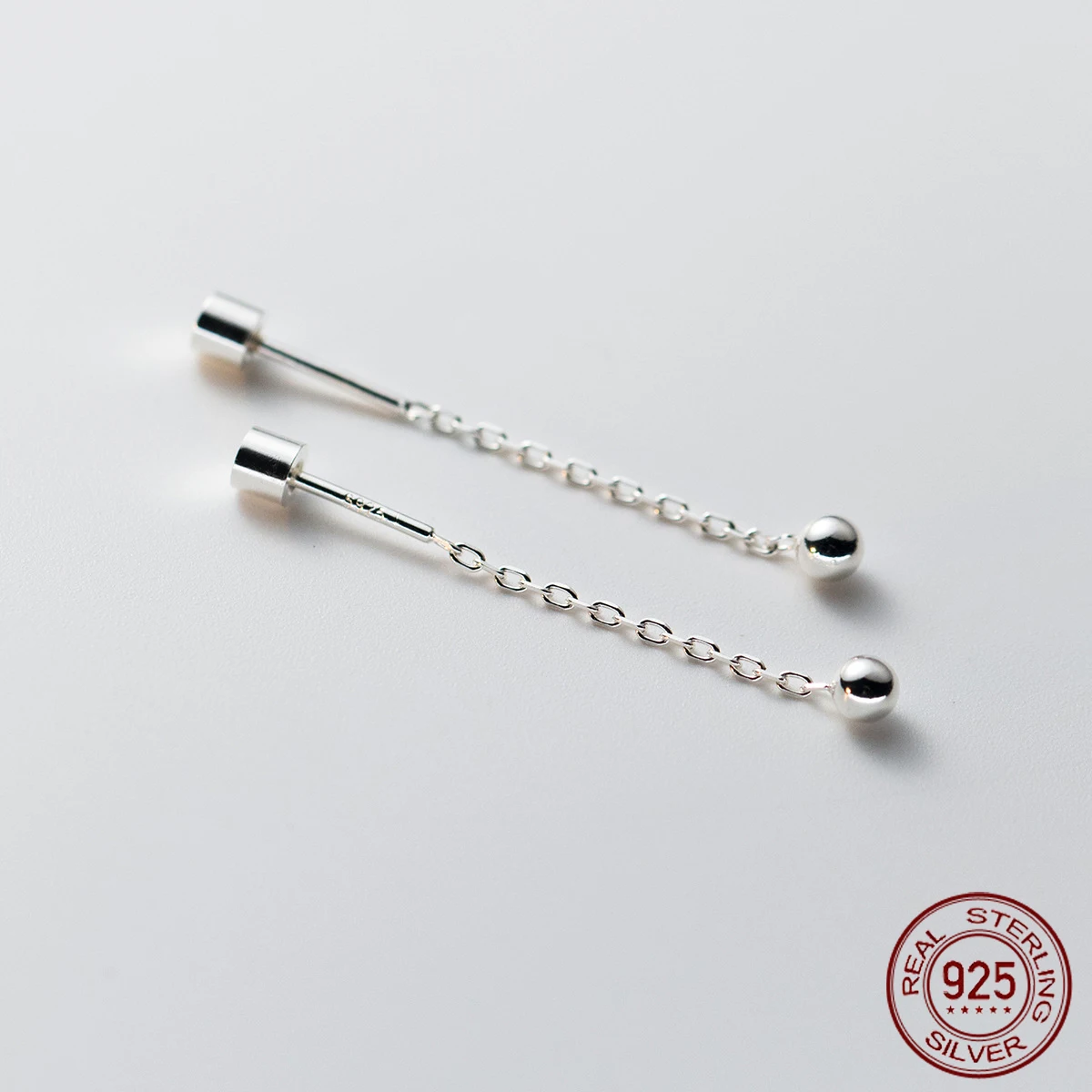 La Monada Damen-Ohrringe, Silber 925, Linienkette, rund, 925er Silber, Ohrringe für Frauen, Silber-Ohrstecker, Studentin, Mädchen, Mutter, Schraube