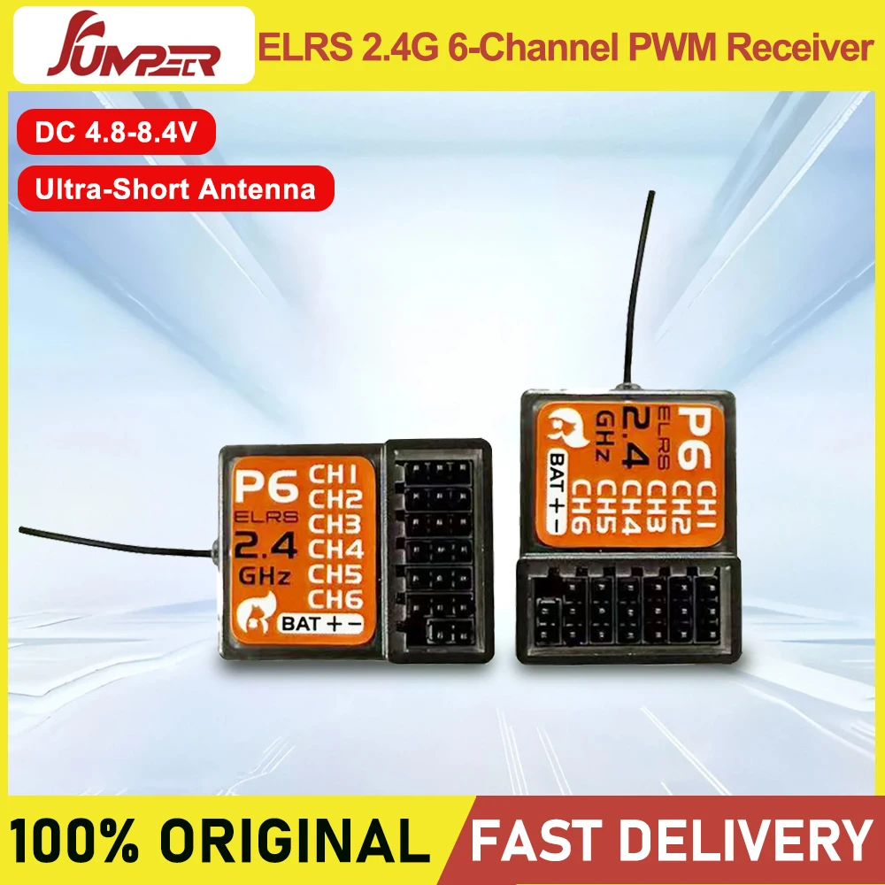 JumperRC ELRS 2.4G 6-Channel PWM Receiver Model Aircraft PFV Drone Crossing Receiver Support Voltage Feedback