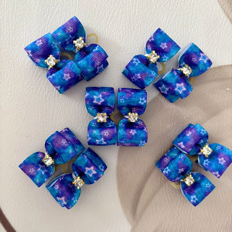 10Pcs/lot Dog Hair Bows Rubber Band Mixed Colors Cat Grooming Hand-made For Pet Puppy Cat Bowknot Mini Accessories