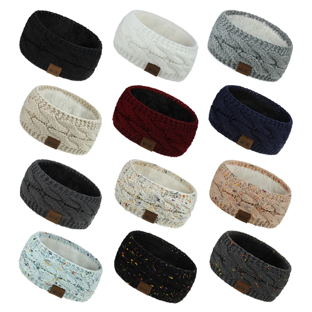 MOK New  12 Colors Hair Accessories Plush Wool Knitting Hair Band In Autumn And Winter Sports Headband Earmuffs Europe