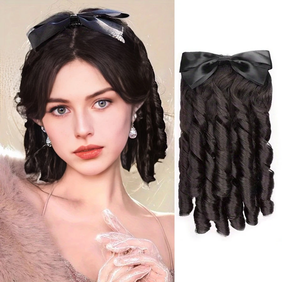 

Synthetic Vintage Black Butterfly Knot Curl Hair Braid Women's Retro Princess Style High Ponytail Artificial Hair Accessory