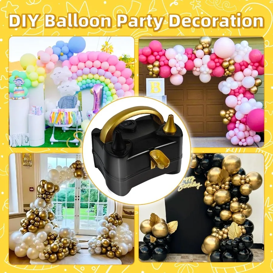 Electric Portable Balloon Inflator Pump for Birthday Wedding Graduation Party Decorations Dual Nozzle Electric Air Pump for Bal