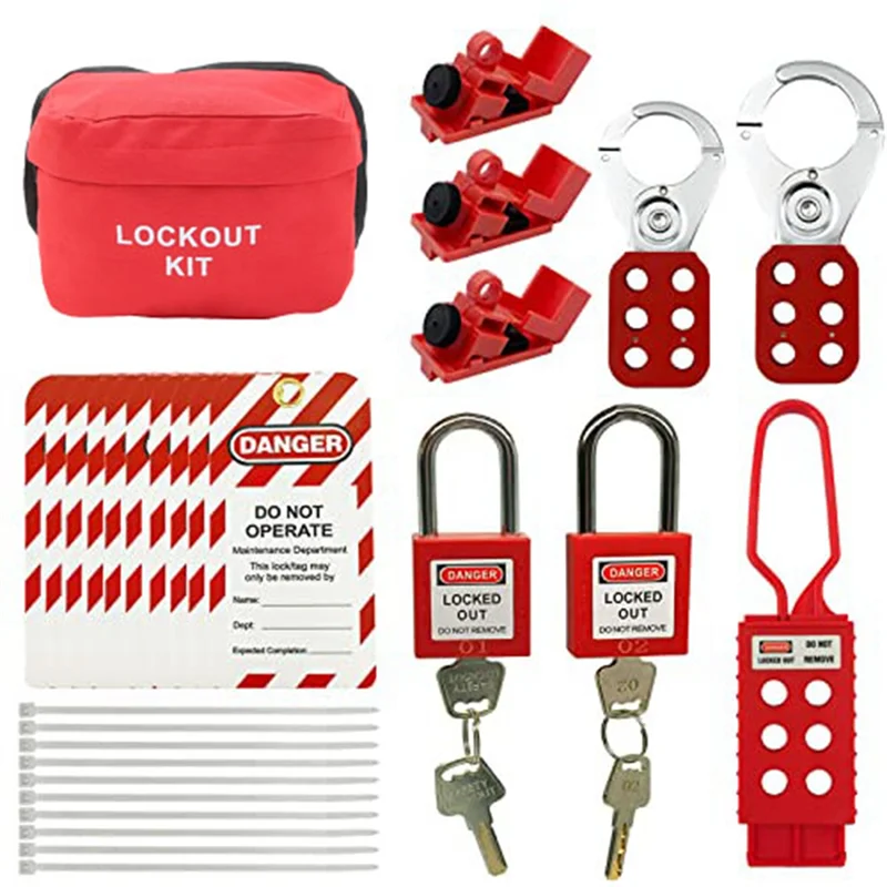 Electrical Lockout Tagout Kit -Lock Out Tag Kits with Hasps,Circuit Breaker Lock,Safety Padlock(2 Keys Per Lock)