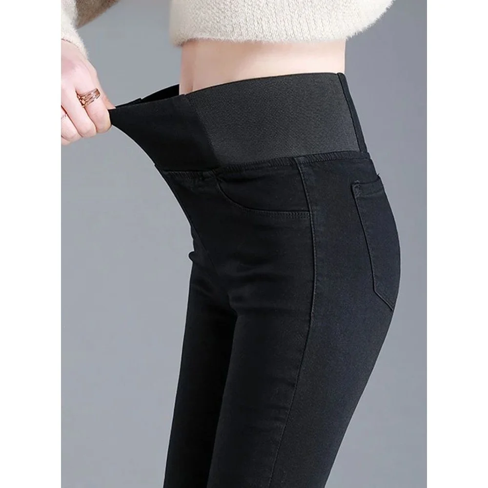 High Waist Black Skinny Pencil Jeans for Women Oversize 2638 Casual Pants Spring 2025 Season Other Material 100%