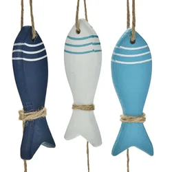 1 Pcs Mediterranean Starfish Hung Fish Nautical Decor hang small adorn Wood Crafts decorated marine pendant For Kid Room