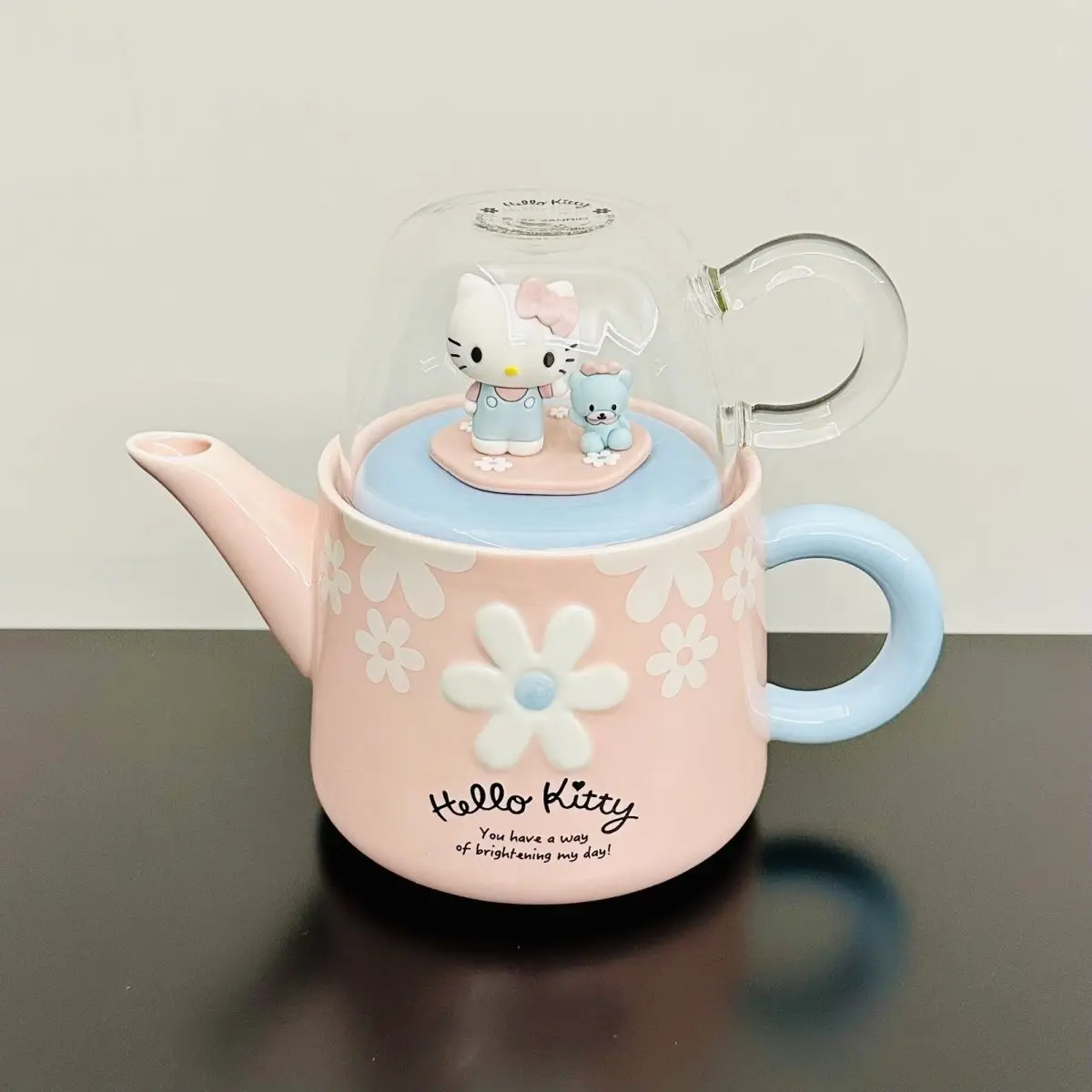 

New Sanrio's Cartoon Animation Peripheral Cute Hello Kitty Sakura Pink Teapot Autumn and Winter Home Graduation Gift for Friends