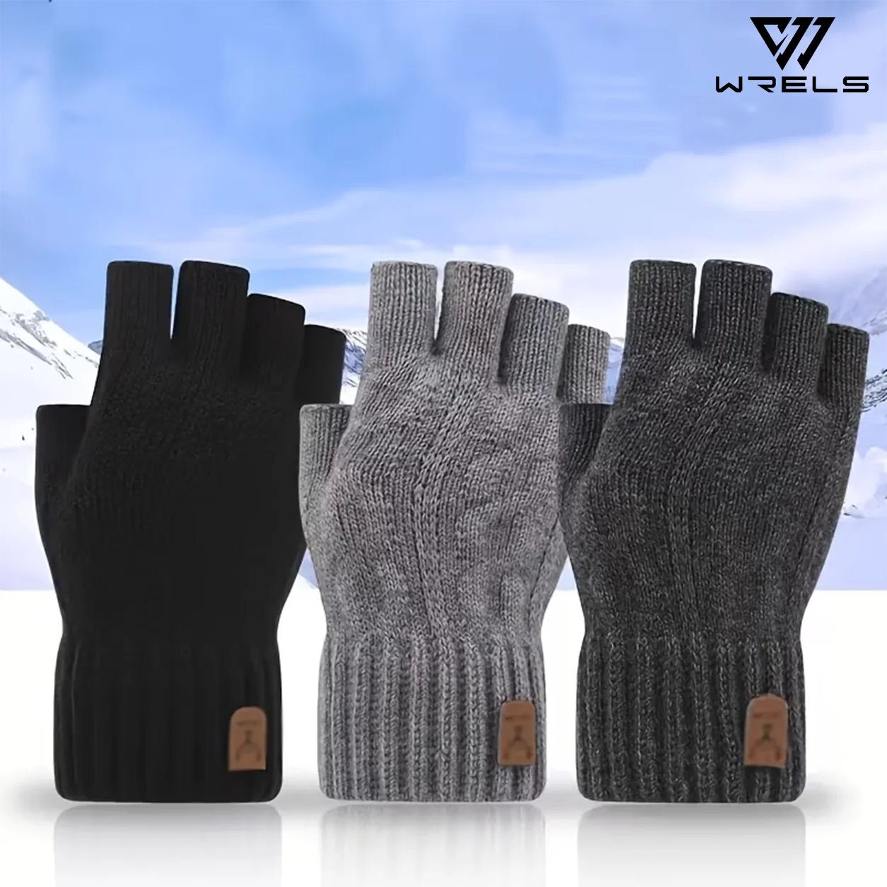 Fingerless Glove Knit - 1/2/3組入り 冬用 指なし手袋 厚手で暖かい 伸縮性のある運転用ハーフフィンガーグローブ 指先が露出したデザインで、サイクリングや筆記に最適。