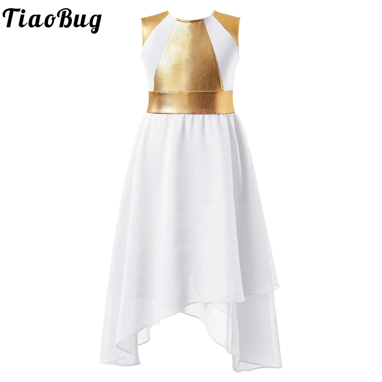 

Детское Lyrical танцевальное платье для девочек, церковный литарный хор, поклонение, бальная комната, выступление, танцевальная одежда, платья без рукавов с асимметричным подолом