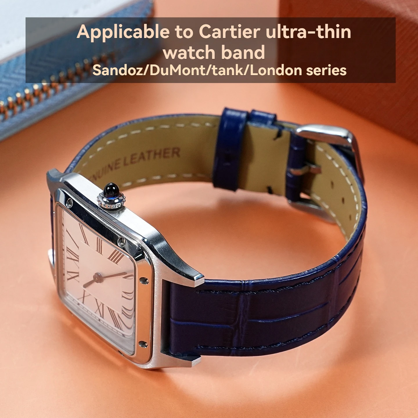 For Cartier Tank Santos-Dumont Key Women's Genuine Leather Watch Strap Ultra-Thin Quick-Release Leather Band 15mm 17mm 18mm 20mm