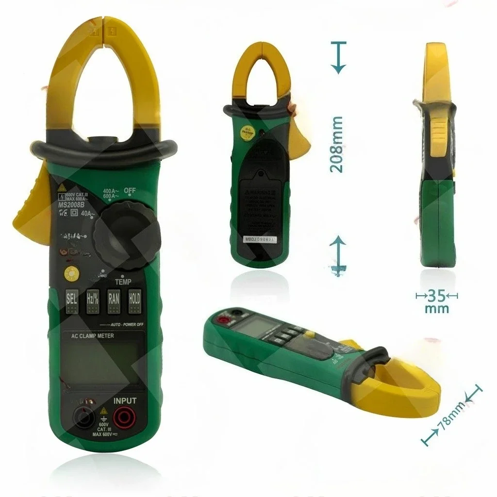 Automatic Range Temperature Capacitive Digital Clamp Ammeter Multimeter