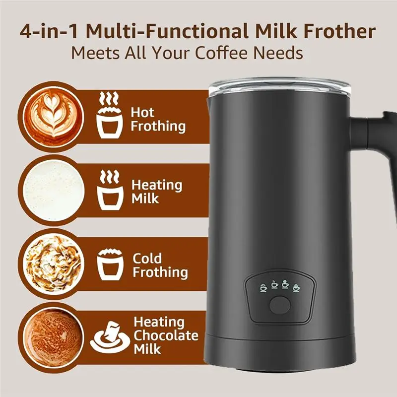 A40Z-Full-Automatic Milk Frother Milk Frother 4 In 1 Electric Steamer Frother Foam Maker For Coffee Hot Chocolate