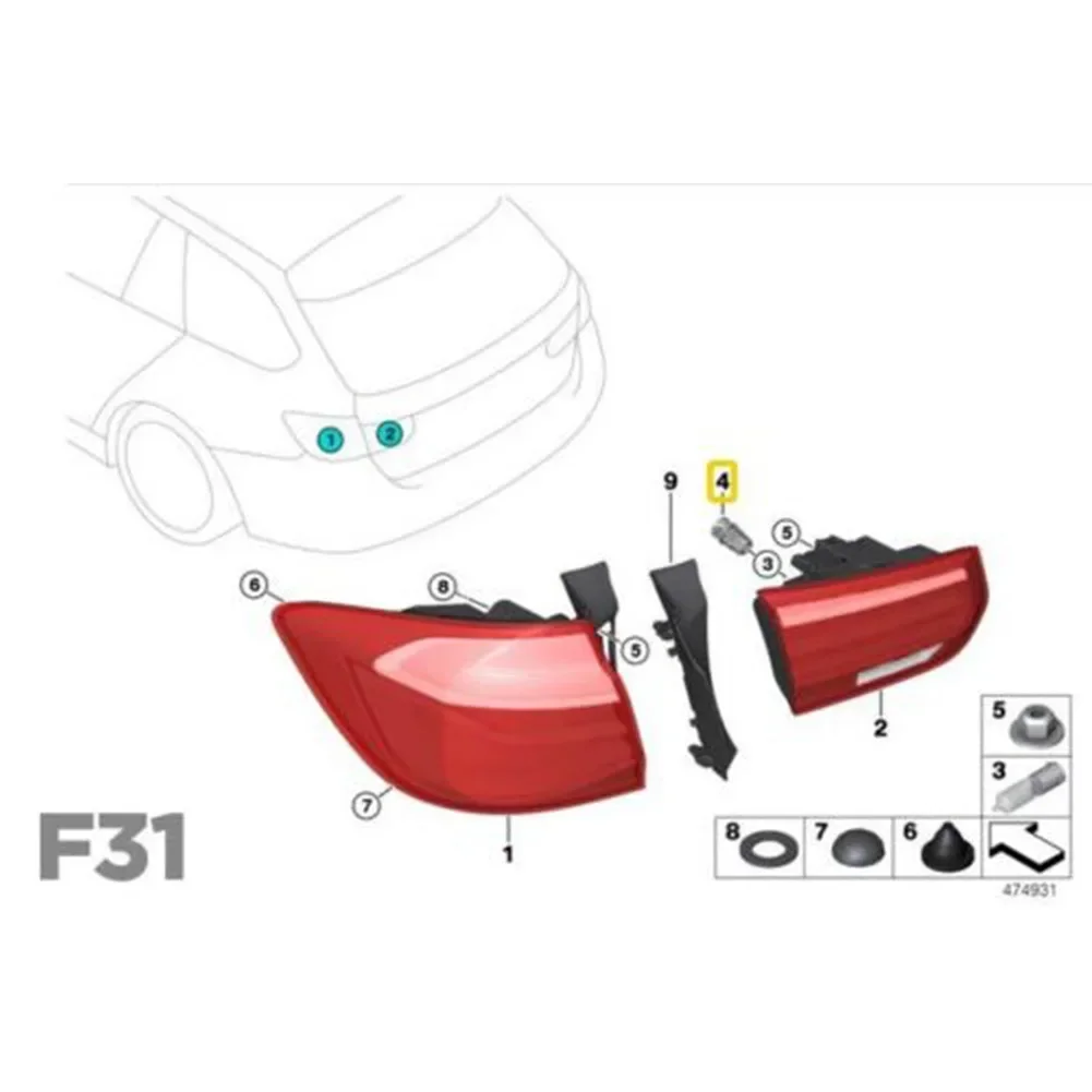 Tail Lamp Socket Rear Light Holder For BMW 3 5 7 Series X6 Z4 E65 E66 F30 F31 63117407330 Car Lights Accessories