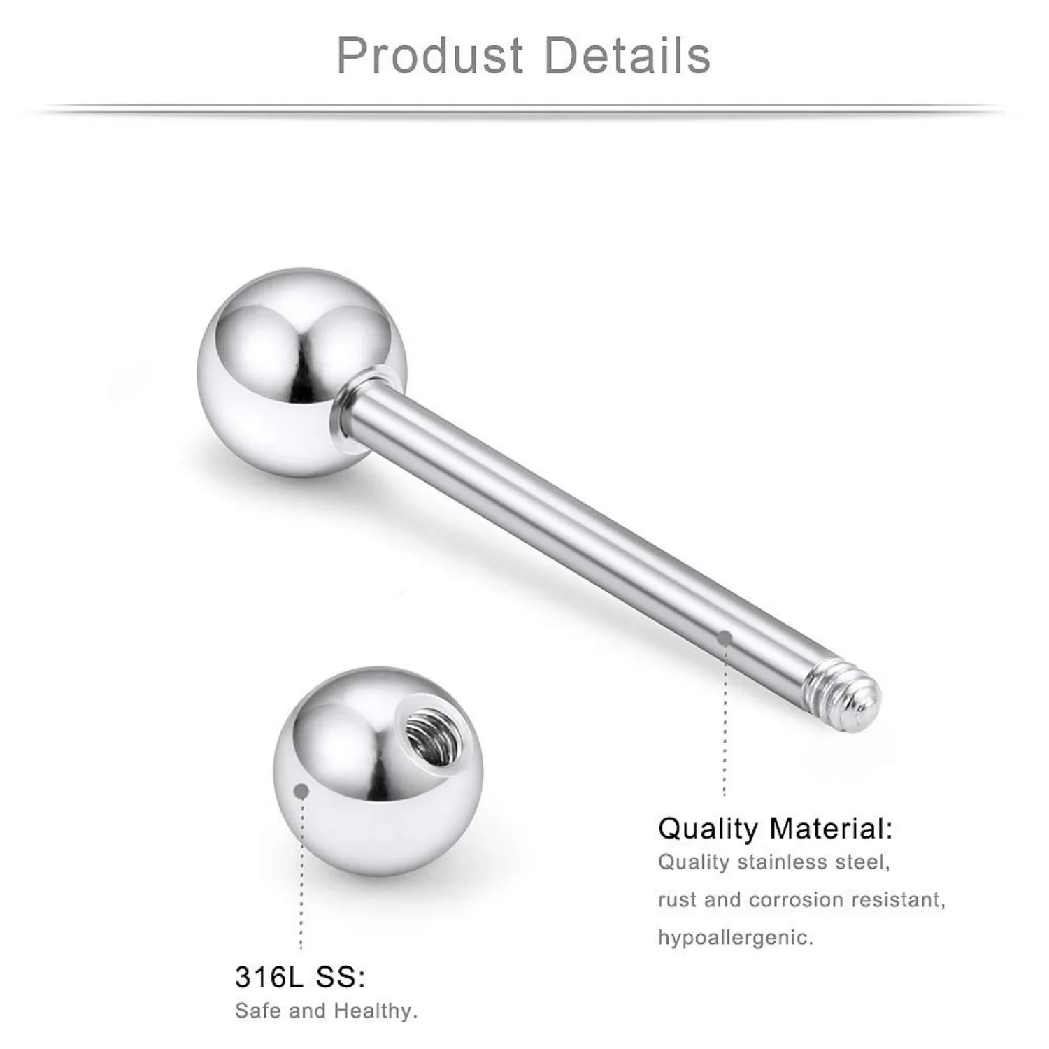 36pcs 14G 16mm Glow in The Dark Flexible Acrylic Straight Tongue Nipple Ring Retainer Piercing