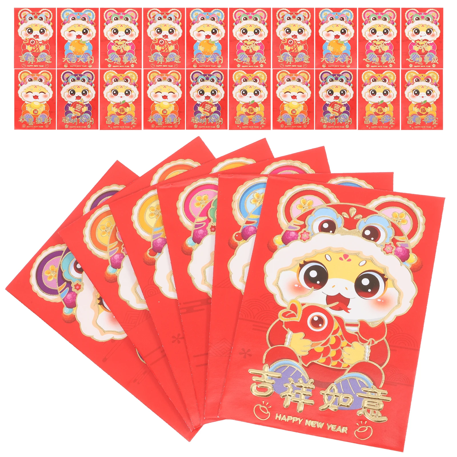

10pcs Red Chinese New Year 2025 Year Of The Snake Festive Lucky Money Packets Cash Holders For Spring Festival Small Paper