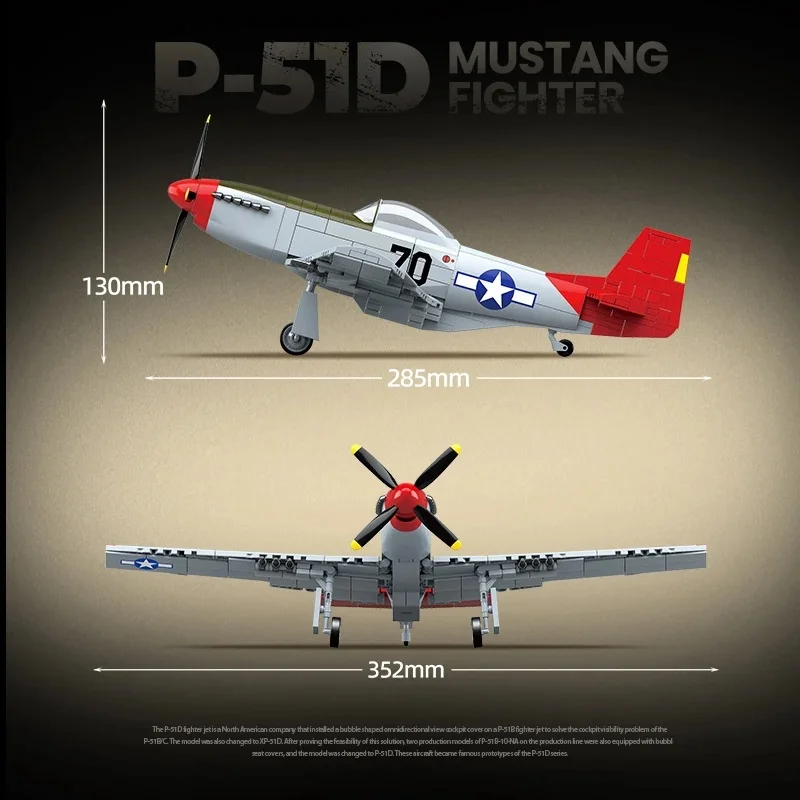 American World Mustang Fighter Model Assembly Military Building Blocks Toy Boy Puzzle Brainstorming Festival Gift