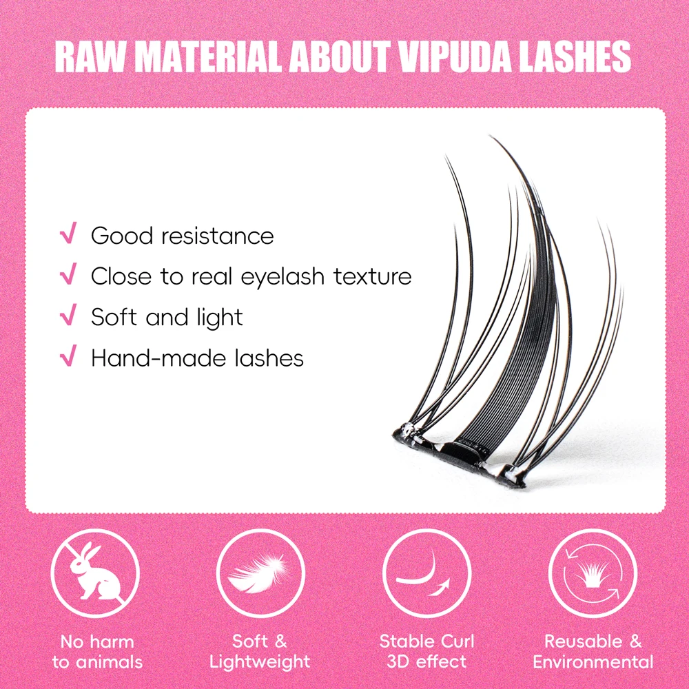 Vipuda Cluster Wimpers Geen Lijm Nodig Druk Op Valse Nertsenwimpers Verlenging Enkele Segmenten Natuurlijke Cilios Diy Make-Up Tool