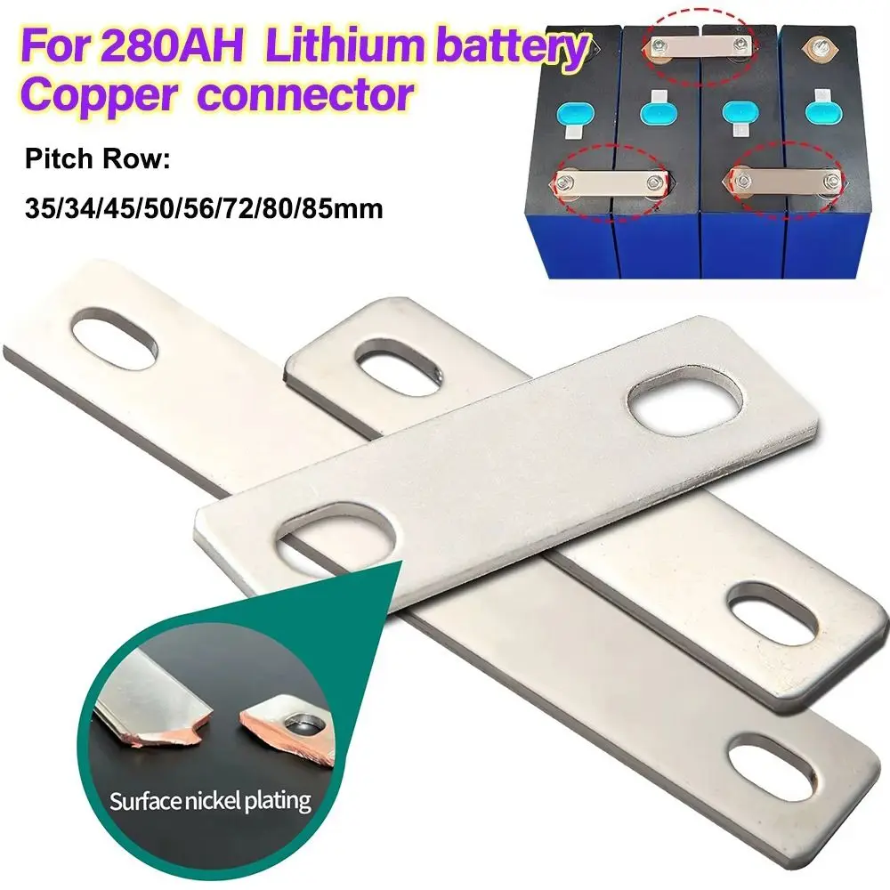Conector de barras colectoras, fila de paso de placa de níquel y cobre rojo, barra colectora de batería de litio de celda Lifepo4 de 35/34/45/50/56/72/80/85mm
