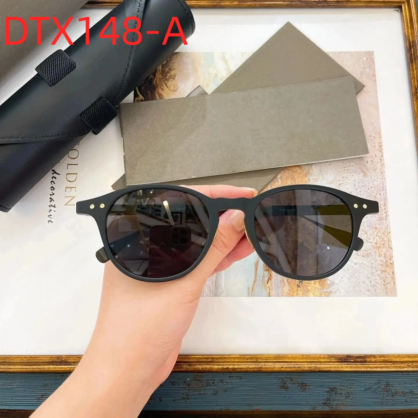 

New DT ASH(+) DTX148-A Vintage Alloy+Acetate Frame Womens Sunglasses Leisure Formal Business Popular Men's Sun Glasses With Box