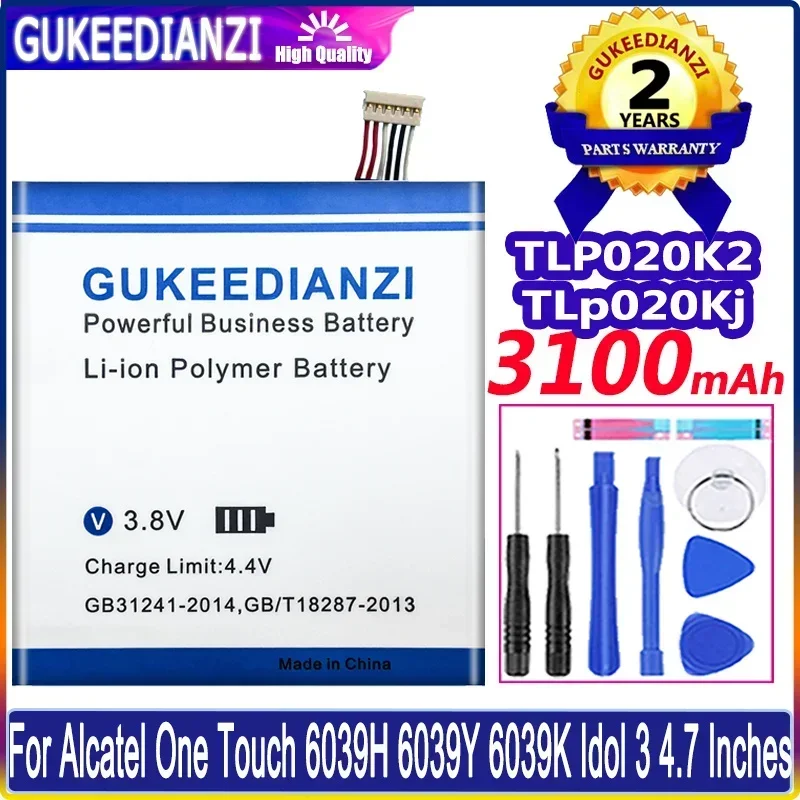 GUKEEDIANZI TLp020K2 3100 мАч аккумулятор для Alcatel One Touch 6039H 6039Y 6039K Idol 3 4,7 дюйма TLp020Kj аккумулятор для мобильного телефона