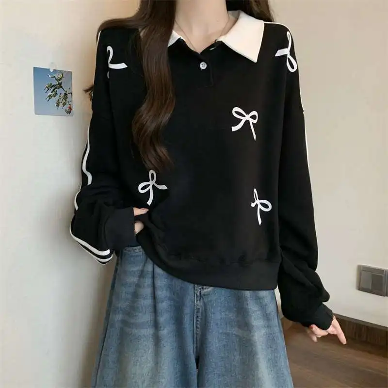 

Повседневные полосатые лоскутные толстовки с принтом больших размеров, толстовки, весенне-осенние корейские топы с длинными рукавами, модная тенденция, женская одежда