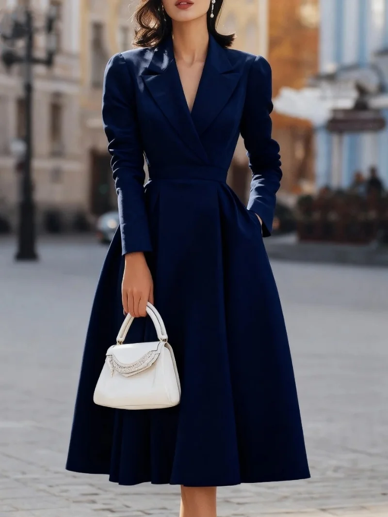 Französischer, taillierter, schlanker High-End-Bankett-Langrock mit V-Ausschnitt und Temperament für Damen