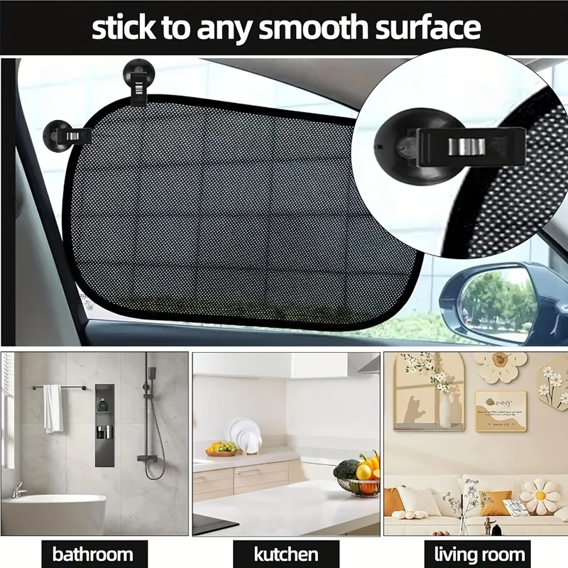 4pcs Car Interior Window Clip Mount Black Suction Cap Clip Plastic Sucker Removable Holder For Sunshade Curtain Towel Ticket view 4
