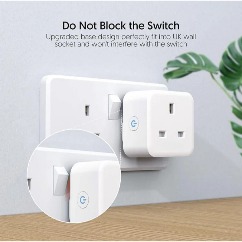 Tuya WiFi Smart UK Plug Outlet Compatible with Alexa,Google Assistant,App and Voice Control,No Required Hub,UK (16A), White