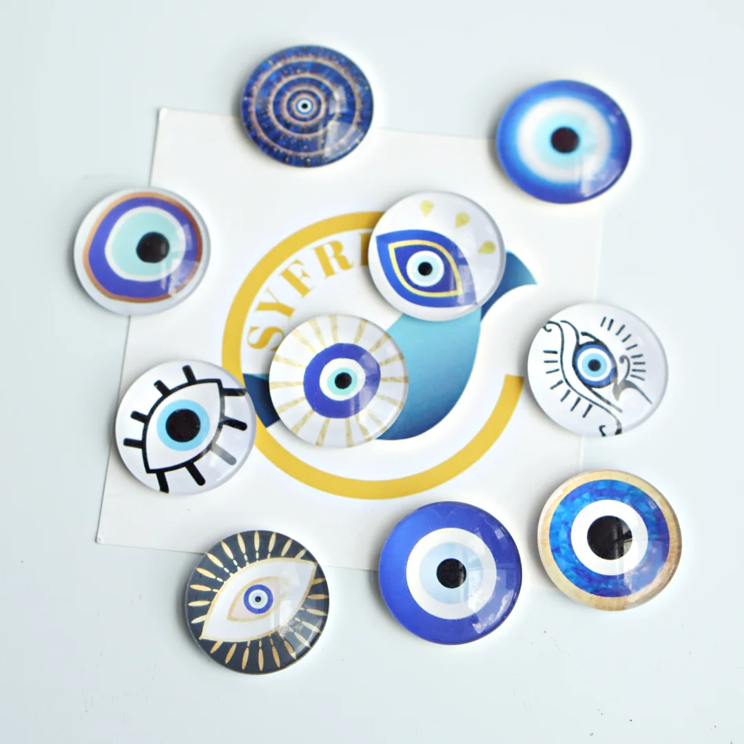 10 Pcs,Devil\'s Eye Fridge Magnets, Glass Fridge Stickers, Blue Devil Eye Home Decor, Creative Gift,Magnetic Refrigerator Sticker