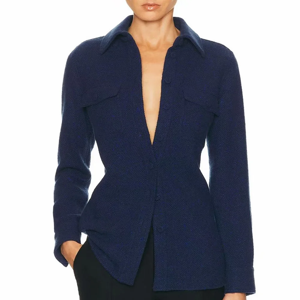 2026 Women's Fashion Shirt, Single-Breasted, Slim Fit, Lapel, Women's Top, Cardigan, Y2K New Fashion, Versatile Top bra