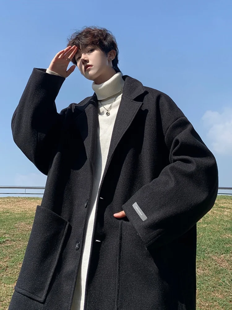 

Мужской шерстяной жакет весна-осень 2024: новая повседневная спортивная куртка, молодежная, модная, ветрозащитная, с длинными рукавами, на одной пуговице