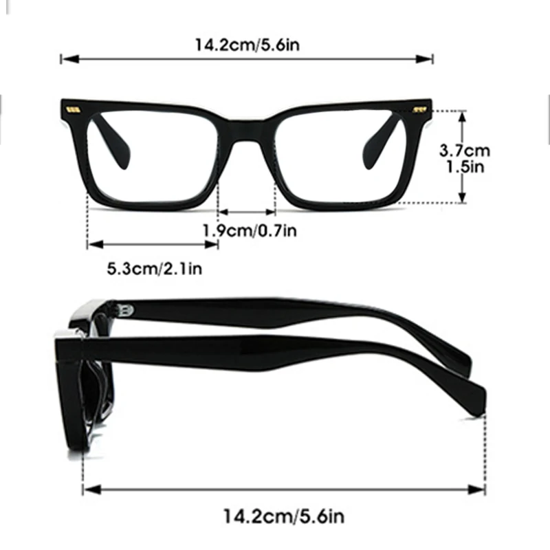R57201 Square Reading Glasses Dioptric +50 +100 +150 +300 Men Women Popular Rivet Optical Presbyopic Spectacles