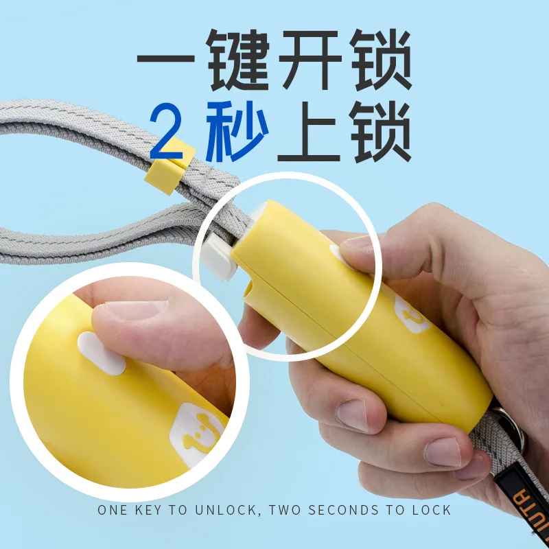 Dog Leash Durable Nylon Reflective Anti Shock One Key Lock Quick Unlock Outdoor Walking For Small Medium Sized Dogs Pet Leash