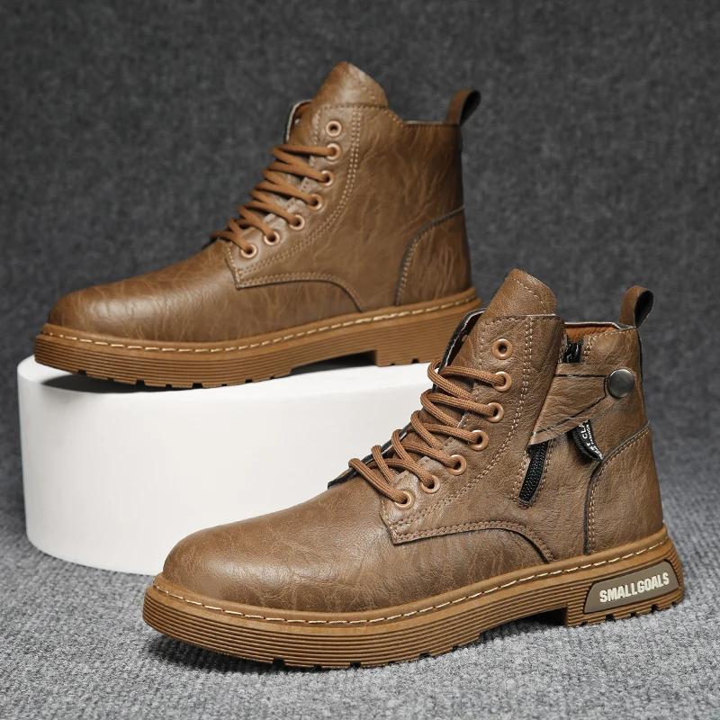 Men's casual boots four season high-top breathable light soft-sole anti-slip fashion comfort outdoor Joker walking tooling boots