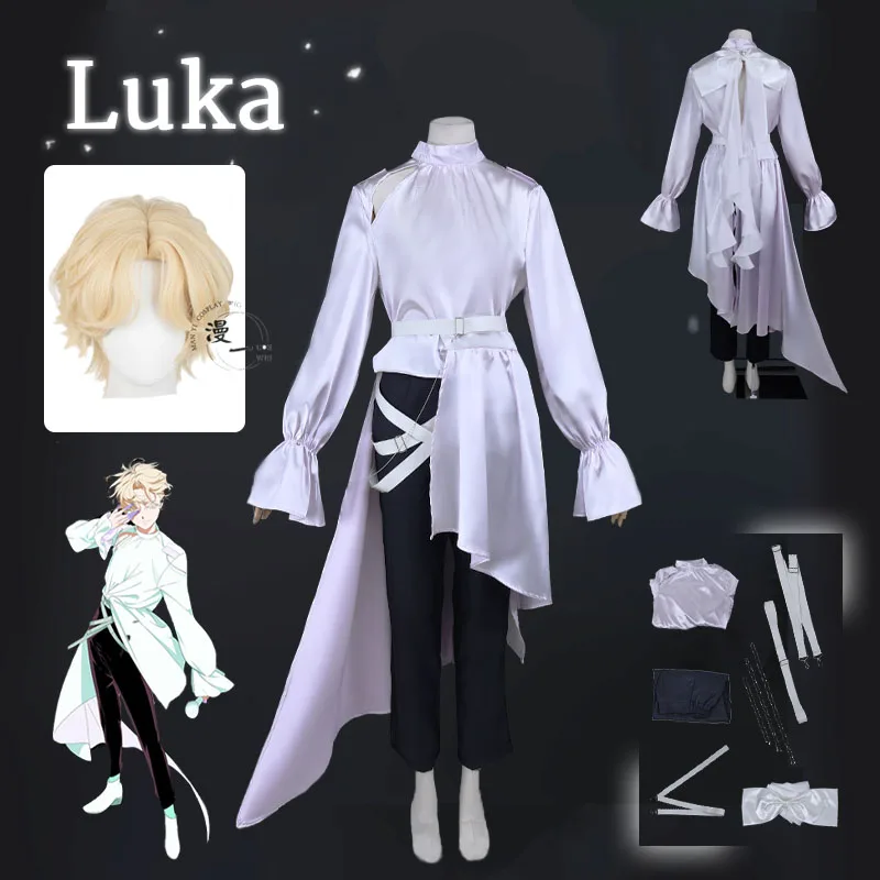 Alien Stage Luka Cosplay Costume Wig Top Pants Anime Idol Cosplay Role Playing Party Purple Suit Mens Fancy Halloween Outfit