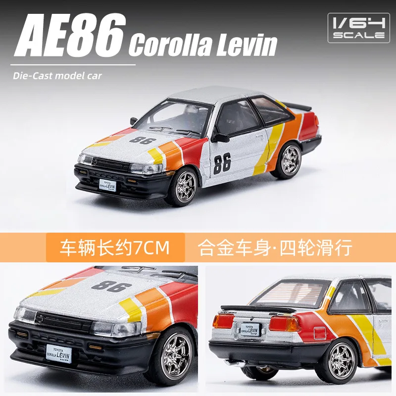 DCT 1:64 AE86 Diecast Model Car Right-hand Drive Classical Vehicle Holiday Toy Gifts for Boys Girls Adults Hobby Collection