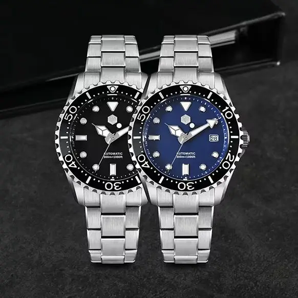 San Martin Men Automatic Watch 40mm Mechanical Wristwatch Diver 30ATM BGW-X1 Luminous Sapphire YN55 Enamel Dial Ceramic Bezel