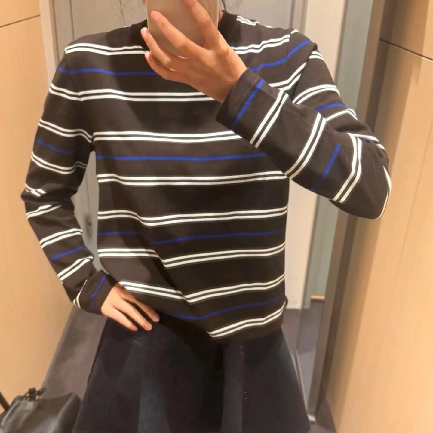 Women's Casual Long Sleeve T-Shirt Standard Fit Striped Shirt Top ZADATA Brand Loose Style round Neckline No Chest Pad