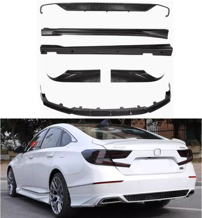 

New！ For Honda Accord 2018 2019 2020 2021 2022 ABS Black Knight Bumper Front Lip Rear Trunk Diffuser Side Skirts Yofer Body Kit