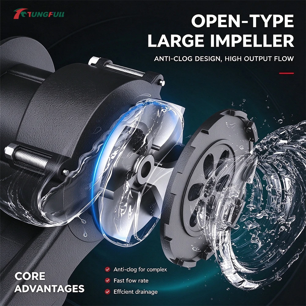 Automatic Low Suction Sump Pump Large Flow Impeller Submersible Sewage Water Pump for Workshop Basement Drainage