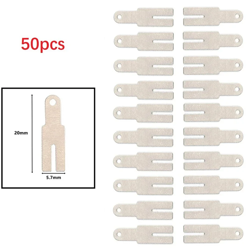 50 Pcs Y Shaped Nickel Sheets Battery Connection Nickel Plated Steel Strip 5.7*20mm For Spot Welder Welding Soldering Tools