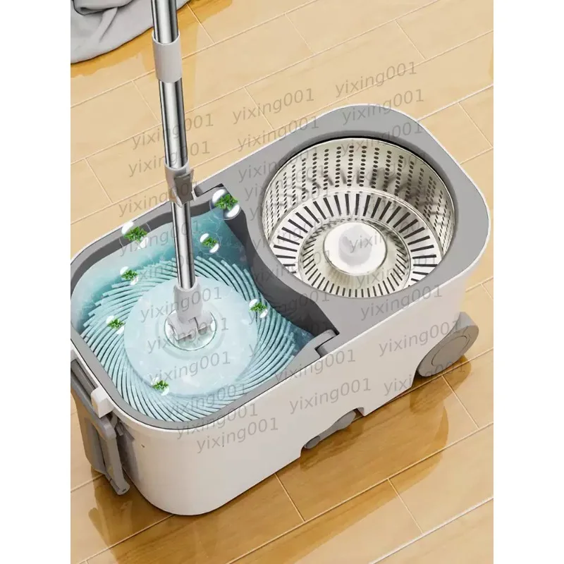 

360° Rotating Spin Mop Hand Press Hands Free Cleaning Mop Sewage Separation Design With Bucket For Home Kitchen
