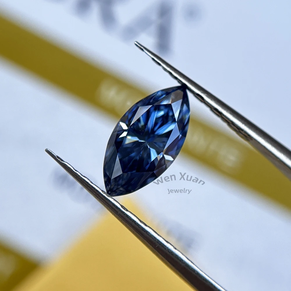 

Marquise Cut Bright Sapphire Color VVS1 Loose Moissanite Stone Gemstone 5x10-7x14mm 1ct 2ct 3ct GRA Certificate Best Quality