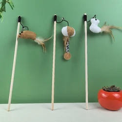 Cat Wand Toy Cat Interactive Toy Teaser Teasing Cat Rope with Bell Cat Chew Toy Clean Teeth Kitten Play Toy Supplies Accessories