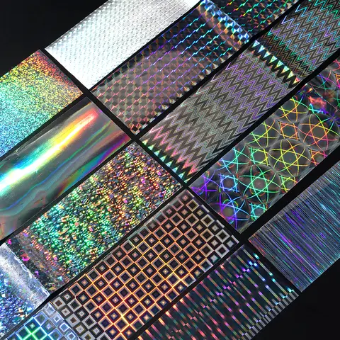 10 st holografisk nagelfolie överföring nagelkonst folier klistermärken skimrande regnbågsstjärna geometrisk aurora laser nagelkonst dekoration 8 best sales holografiska nagelklistermärken - №7
