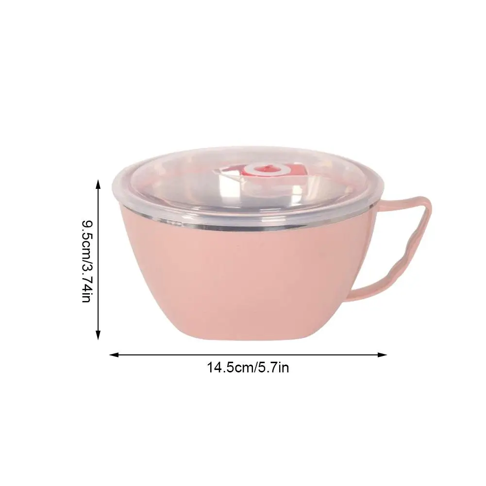 Large Capacity Stainless Steel Double-layer Ramen Noodles Bowl Anti-scalding Instant Noodle Bowl With Lid And Spoon Tableware