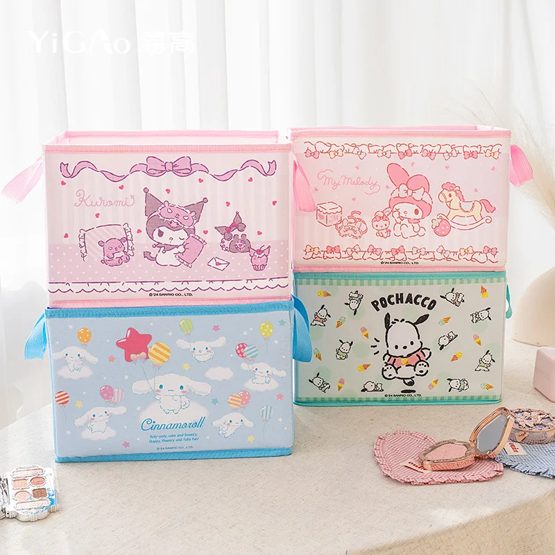 

Sanrio Kuromi Storage Organizer Box Cute My Melody Cinnamoroll Cosmetic Stationery Underwear Desktop Basket Home Decor Gift