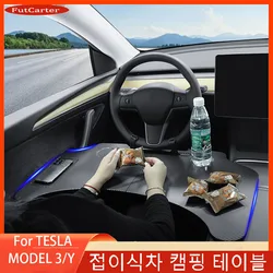 Desk For Tesla Model 3/Y Car Steering Wheel Laptop Foldable Tray Food Desk Portable Office Table