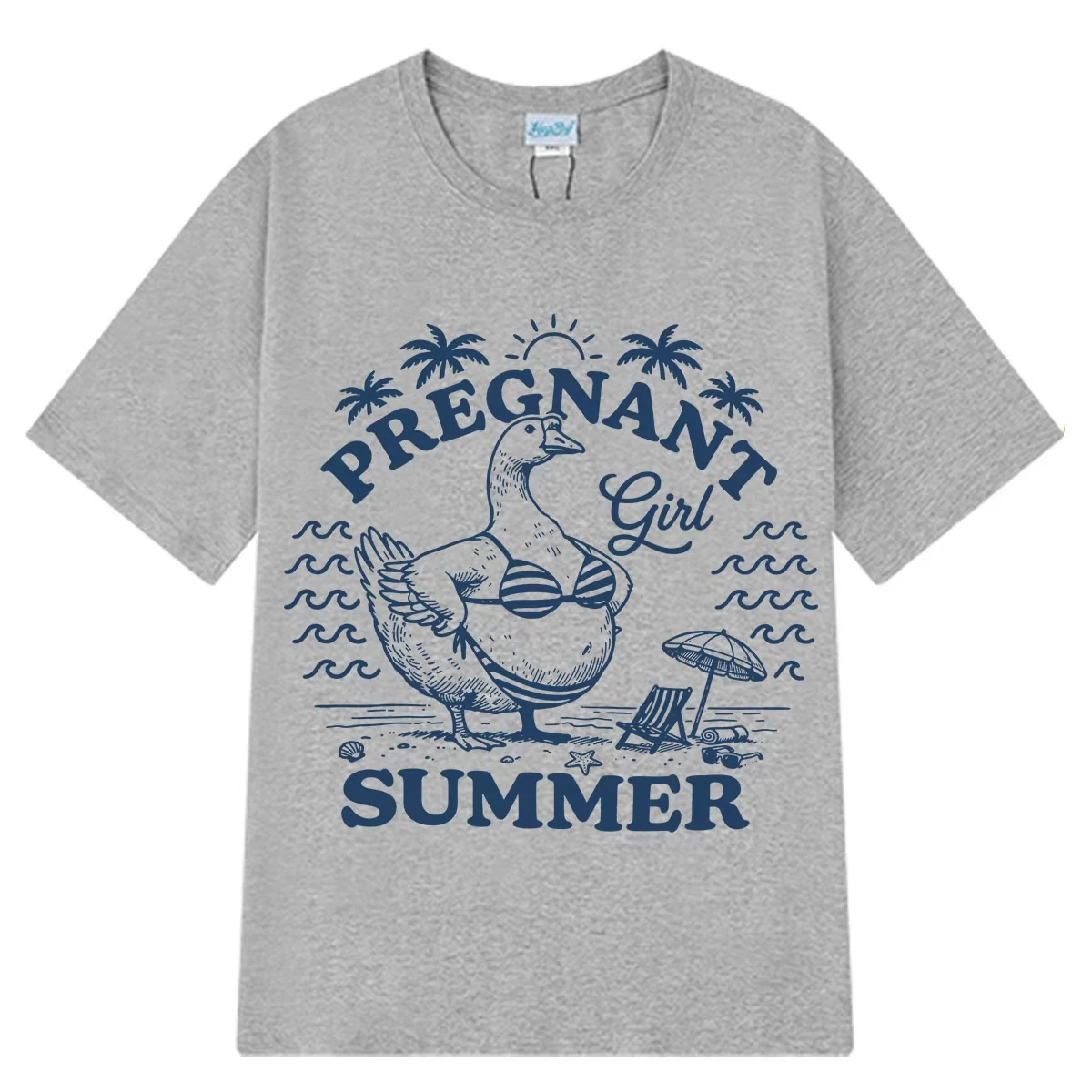 Pregnant Goose Summer T-Shirt Funny Goose Meme T-shirt Women Aesthetic Trend T-shirts Loose and Casual T-shirts Tops